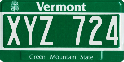 VT license plate XYZ724