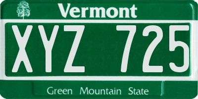 VT license plate XYZ725