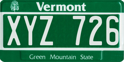 VT license plate XYZ726