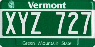VT license plate XYZ727