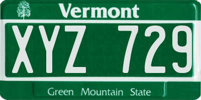 VT license plate XYZ729