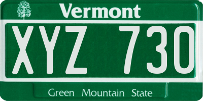 VT license plate XYZ730