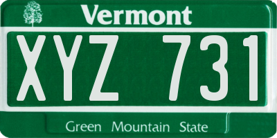 VT license plate XYZ731