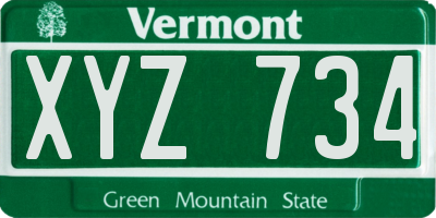 VT license plate XYZ734