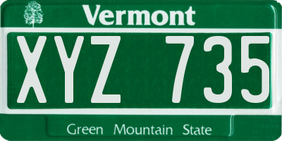 VT license plate XYZ735