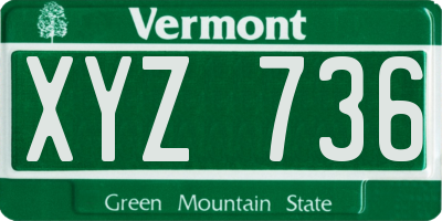 VT license plate XYZ736