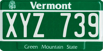 VT license plate XYZ739