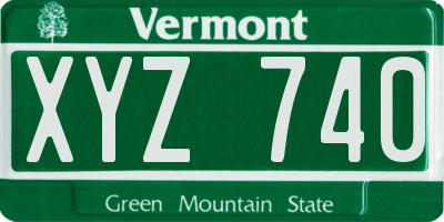 VT license plate XYZ740
