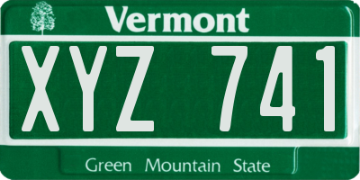 VT license plate XYZ741