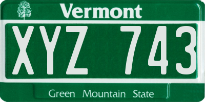 VT license plate XYZ743