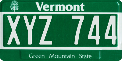 VT license plate XYZ744