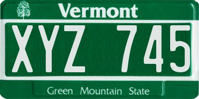 VT license plate XYZ745