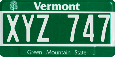 VT license plate XYZ747