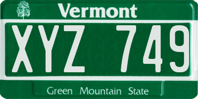 VT license plate XYZ749