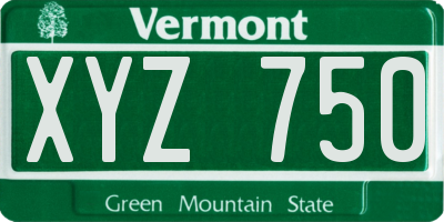 VT license plate XYZ750