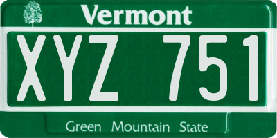 VT license plate XYZ751