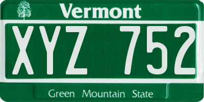 VT license plate XYZ752