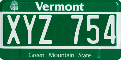 VT license plate XYZ754