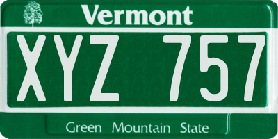 VT license plate XYZ757