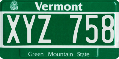 VT license plate XYZ758