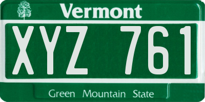 VT license plate XYZ761