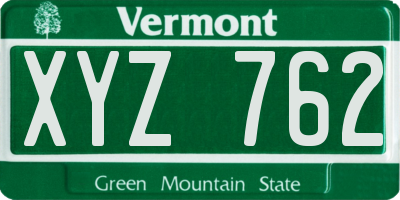 VT license plate XYZ762