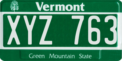 VT license plate XYZ763
