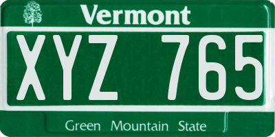 VT license plate XYZ765