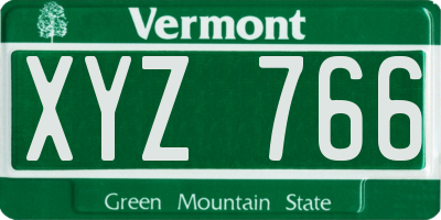 VT license plate XYZ766