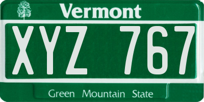 VT license plate XYZ767
