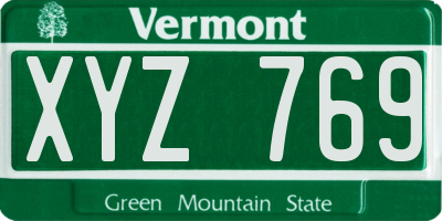 VT license plate XYZ769