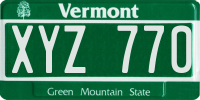 VT license plate XYZ770