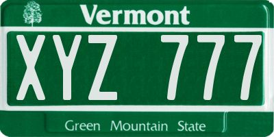 VT license plate XYZ777