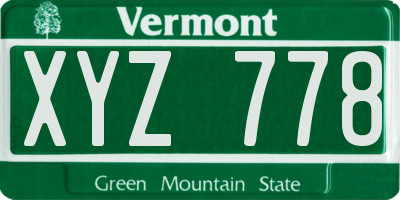 VT license plate XYZ778