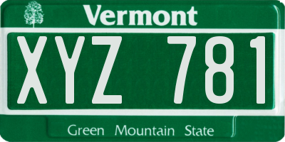 VT license plate XYZ781