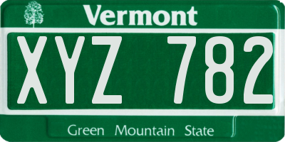 VT license plate XYZ782