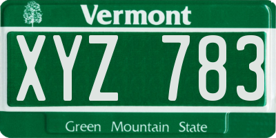 VT license plate XYZ783