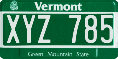VT license plate XYZ785