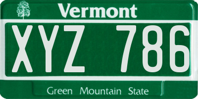 VT license plate XYZ786