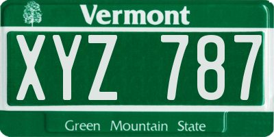 VT license plate XYZ787