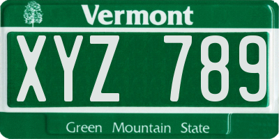 VT license plate XYZ789