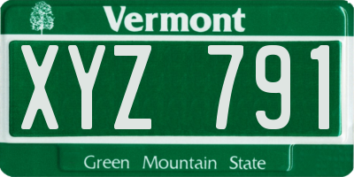 VT license plate XYZ791