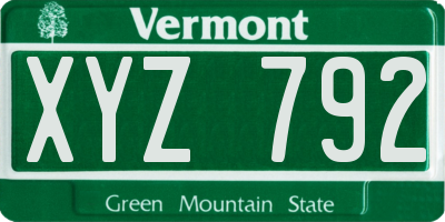 VT license plate XYZ792