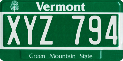VT license plate XYZ794