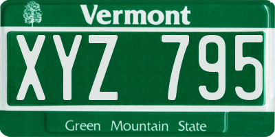 VT license plate XYZ795