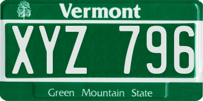 VT license plate XYZ796