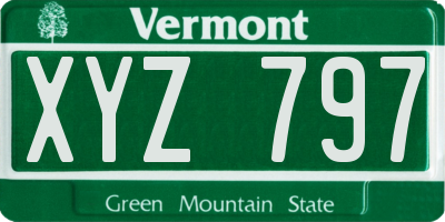 VT license plate XYZ797