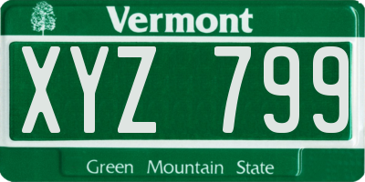 VT license plate XYZ799