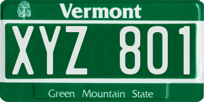 VT license plate XYZ801