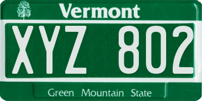 VT license plate XYZ802